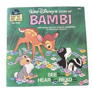 Bambi (1978) Disneyland softcover book with 33-1/3 RPM record